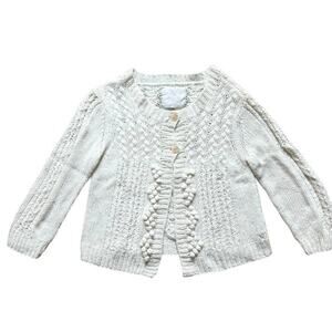 American Eagle Cream Cable Knit Fisherman Cottagecore Chunky Sweater Size Large